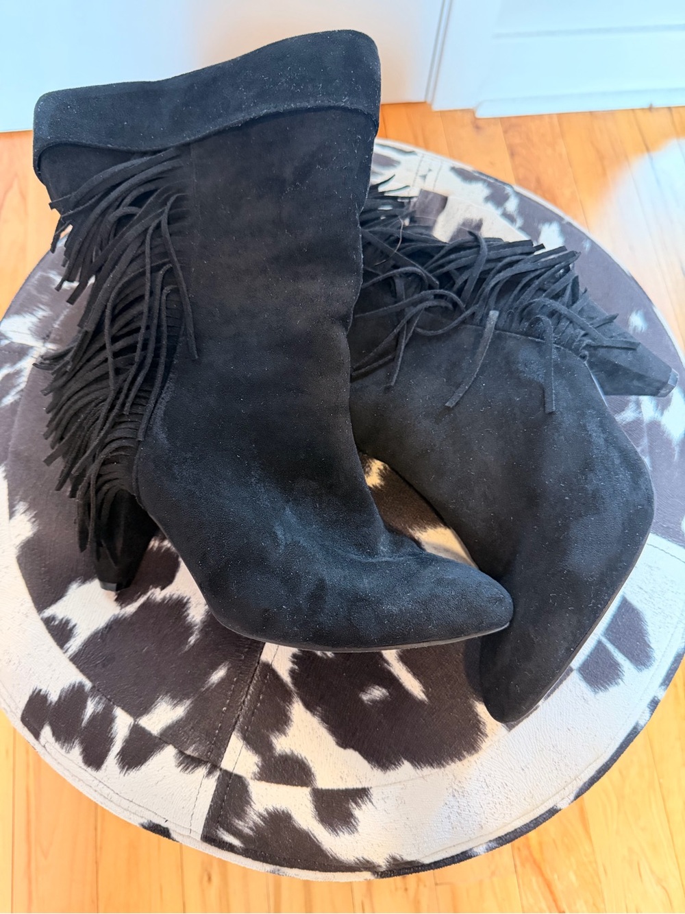 torrid Black Suede Fringe Ankle Boots